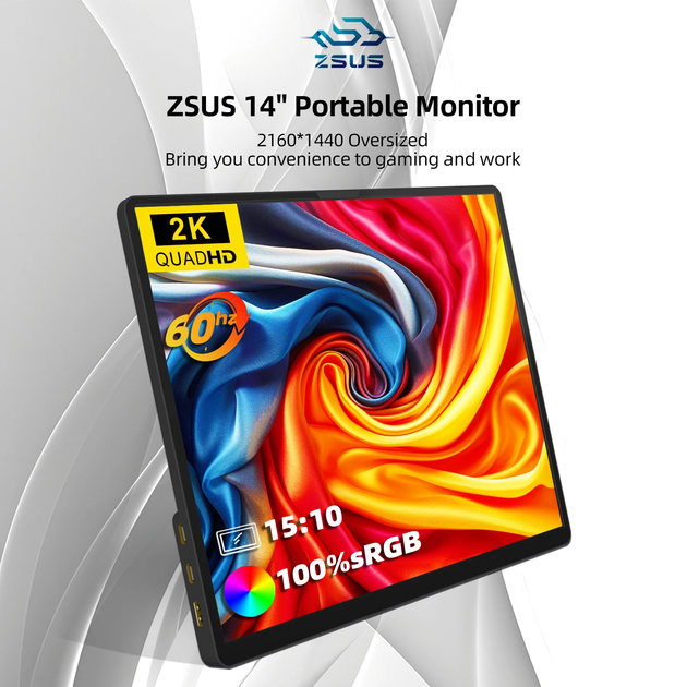 Портативный монитор ZSUS 14A-2K 14" 2K IPS USB-C - изображение 3
