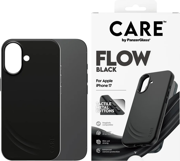 Etui CARE by PanzerGlass Feature FLOW Case Black w. MagSafe do Apple iPhone 17 (CR24695) - obraz 3