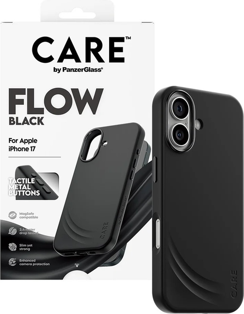 Etui CARE by PanzerGlass Feature FLOW Case Black w. MagSafe do Apple iPhone 17 (CR24695) - obraz 4