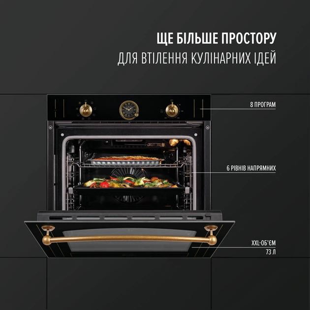 Духовой шкаф электрический Perfelli VINTAGE 6A8N NERO - изображение 2