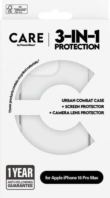 Комплект панель + скло CARE by PanzerGlass Flagship 3-in-1 Bundle для Apple iPhone 16 Pro Max Transparent (B1356+2864+1286) - зображення 6
