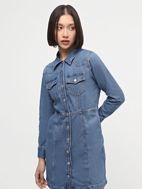 Sukienka koszulowa damska jeansowa Levi's Flynn Western Core Dress A7592-0001 L Niebieska (5401128681259) - obraz 5