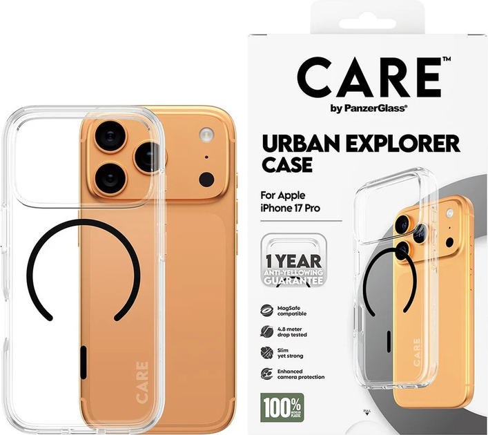 Панель CARE by PanzerGlass Flagship Case Transparent Urban Explorer w. Black MagSafe для Apple iPhone 17 Pro (CR52608) - зображення 3