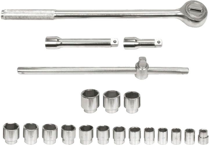 Zestaw nasadek Vorel 58150 kwadrat 3/4" M22-50 mm z grzechotką i pokrętłem kpl. 20 szt (5906083581502) - obraz 1