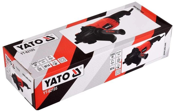 Szlifierka kątowa sieciowa Yato YT-82105 2400 W 6000 obr/min M14 miękki start 230 mm (5906083065934) - obraz 3