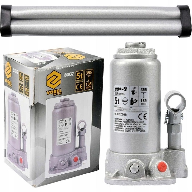 Podnośnik hydrauliczny butelkowy Vorel 80032 5 t 185-355 mm (5906083800320) - obraz 2