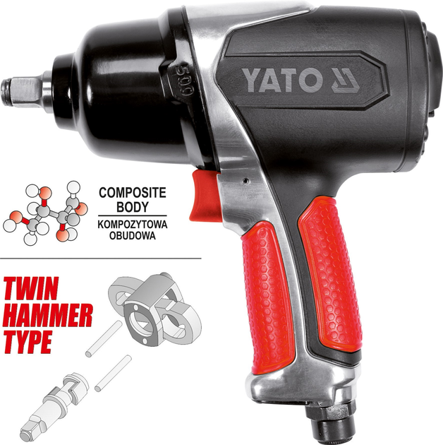 Klucz udarowy pneumatyczny YATO 1/2" 680 Nm (YT-09524) - obraz 5
