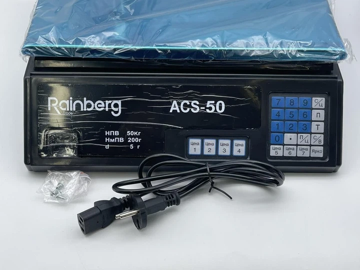 Торговые весы Rainberg RB-304 со стойкой и аккумулятором Черные - изображение 2