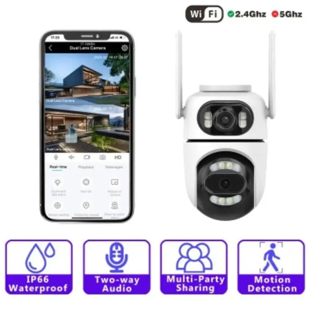 Вулична IP Wi-Fi камера 2 незалежні об'єктиви 4MPx+4MPx(i CSee APP) Q2W - Фото 6 Вулична IP Wi-Fi камера 2 незалежні об'єктиви 4MPx+4MPx(i CSee APP) Q2W - изображение 6