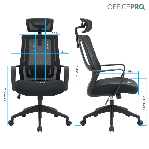 Крісло офісне OfficePro Harmony OC310-B-B-B - изображение 14