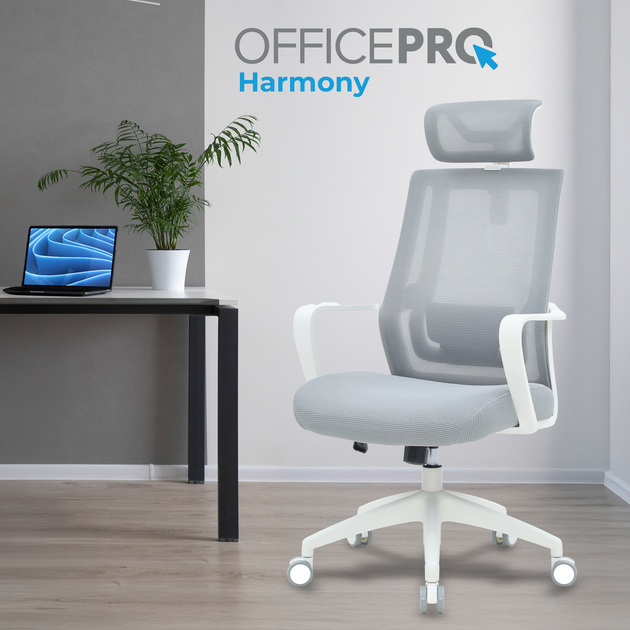 Крісло офісне OfficePro Harmony OC310-W-LG-LG - изображение 7