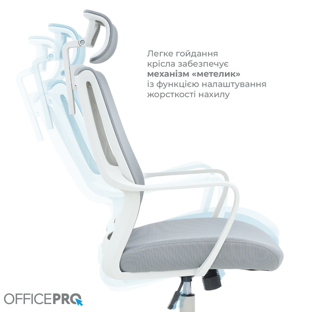 Крісло офісне OfficePro Harmony OC310-W-LG-LG - изображение 11