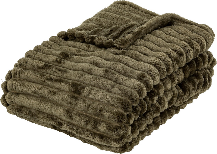 Koc Atmosphera Astbox w prążki khaki 130 x 170 cm (5902973448597) - obraz 1