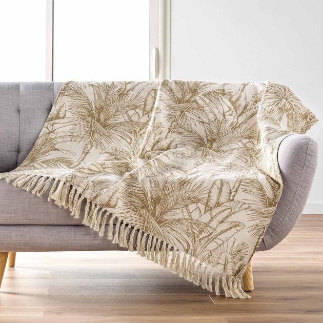 Narzuta Douceur d'intérieur Dune na sofę z motywem liści 125 x 150 cm (3574386125017) - obraz 2