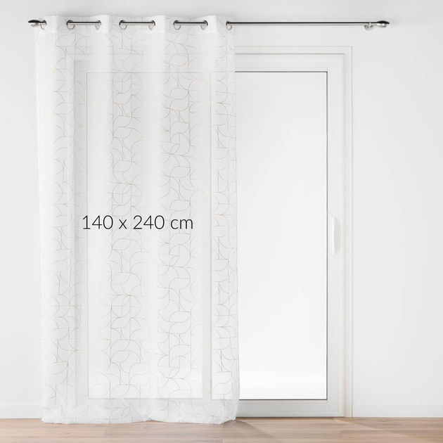 Firana Douceur d'intérieur Louxor na przelotkach ze złotym nadrukiem Biała 140 x 240 cm (3574386276450) - obraz 2