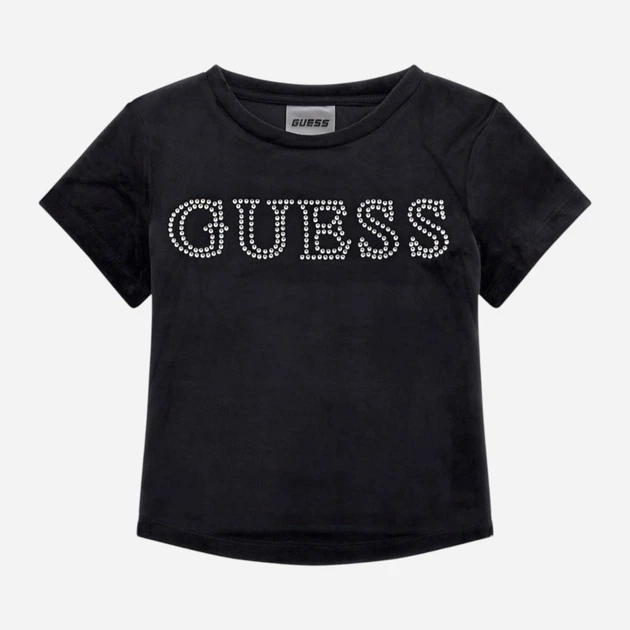 Підліткова укорочена футболка для дівчинки Guess 13743320 140 см Чорна (1159845024) - зображення 2