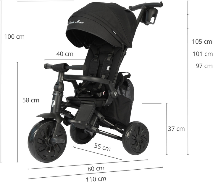 Rowerek trójkołowy Qplay Nova Max Black (5061047481998) - obraz 9