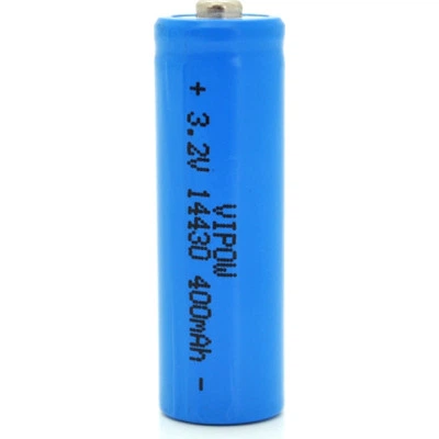 Аккумулятор 14430 LiFePO4 (size 3/4AA), 400mAh, 3.2V, TipTop, blue Vipow (IFR14430-400mAhTT / 25540) - Фото 1 Аккумулятор 14430 LiFePO4 (size 3/4AA), 400mAh, 3.2V, TipTop, blue Vipow (IFR14430-400mAhTT / 25540) - изображение 1