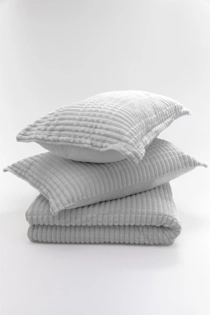 Покрывало с наволочками Merinos Modern Line 220×240 см. Светло-серый - изображение 2