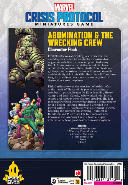 Zestaw figurek do złożenia i pomalowania Atomic Mass Games Marvel: Crisis Protocol - Abomination & Wrecking Crew Character Pack (841333127428) - obraz 2