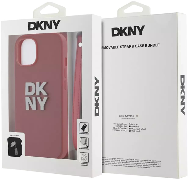 Панель Evelatus DKNY PU Leather Stack Logo Wrist Strap для Apple iPhone 15 Pro Red (57983120263) - зображення 4