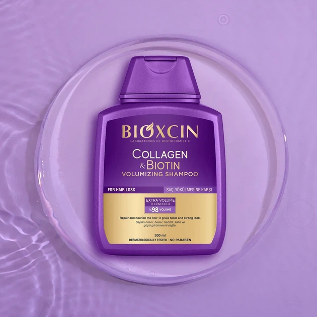 Шампунь для обьема волос Bioxcin Collagen & Biotin 300мл - Фото 2 Шампунь для обьема волос Bioxcin Collagen & Biotin 300мл - изображение 2