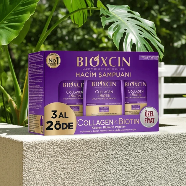 Шампунь для обьема волос Bioxcin Collagen & Biotin 300мл - Фото 4 Шампунь для обьема волос Bioxcin Collagen & Biotin 300мл - изображение 4