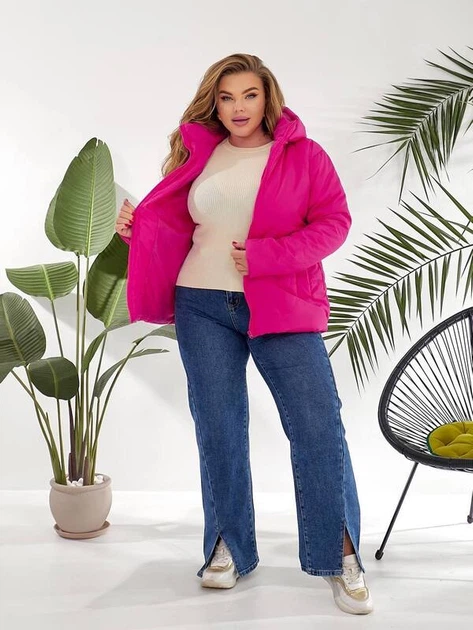 Куртка жіноча фуксія плащівка Канада з силіконовим утеплювачем та