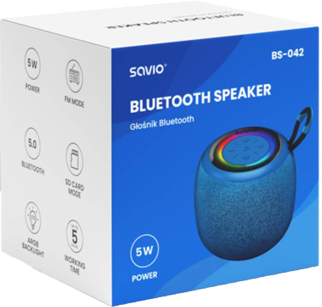 Портативна колонка Savio BS-042 5W Blue (SAVBS-042) - зображення 5