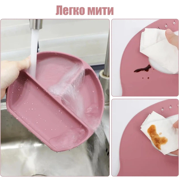 Силиконовый набор для кормления детей OEM 7 предметов, розового цвета - Фото 4 Силиконовый набор для кормления детей OEM 7 предметов, розового цвета - изображение 4