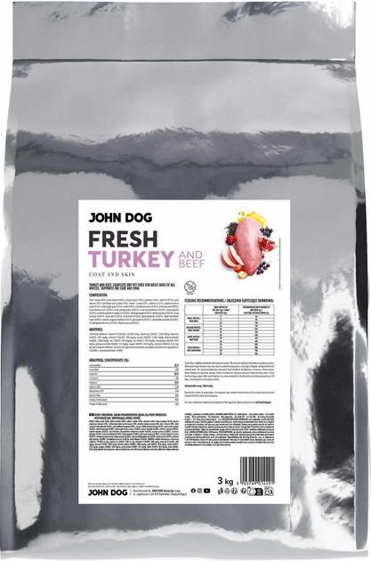 Сухий корм для собак John Dog Fresh Adult Індичка і свинина S 3 кг (5903769014491) - зображення 4