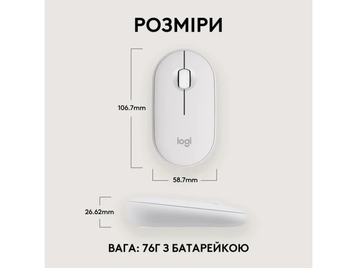 Миша Logitech Pebble M350s Tonal White (910-007013) - изображение 3