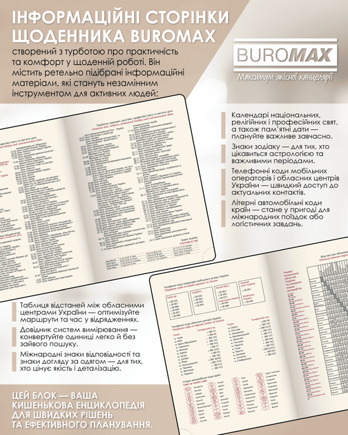 Ежедневник датированный Buromax Velour из искусственной кожи А5 336 страниц Коричневый (BM.2134-25) - изображение 17