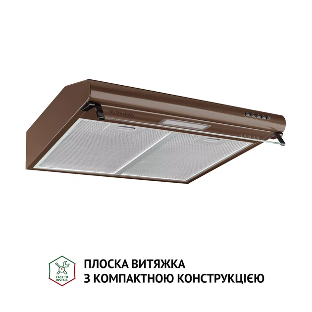 Кухонная вытяжка плоская PERFELLI PL 5144 Dark BR LED, коричневая стандартная вытяжка на кухню, 49,6 см - изображение 5