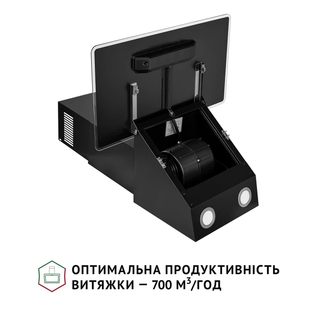 Кухонная вытяжка PERFELLI VICCO 6HSR NERO, черная декоративная наклонная настенная, с пультом ДУ, 59,5 см - изображение 6