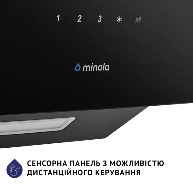 Кухонная вытяжка Minola HVS 5224 BL 700 LED, черная декоративная наклонная, с пультом ДУ, 700 куб.м., 49,5 см - изображение 9
