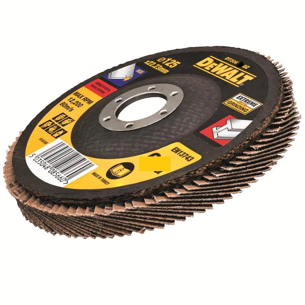 Коло DeWALT, 125x22.23 мм, шліфувальний, G 80 мкм, пелюстковий INOX Extreme, нержавіюча сталь/листовий метал (DT30622) - Фото 1 Коло DeWALT, 125x22.23 мм, шліфувальний, G 80 мкм, пелюстковий INOX Extreme, нержавіюча сталь/листовий метал (DT30622) - зображення 1