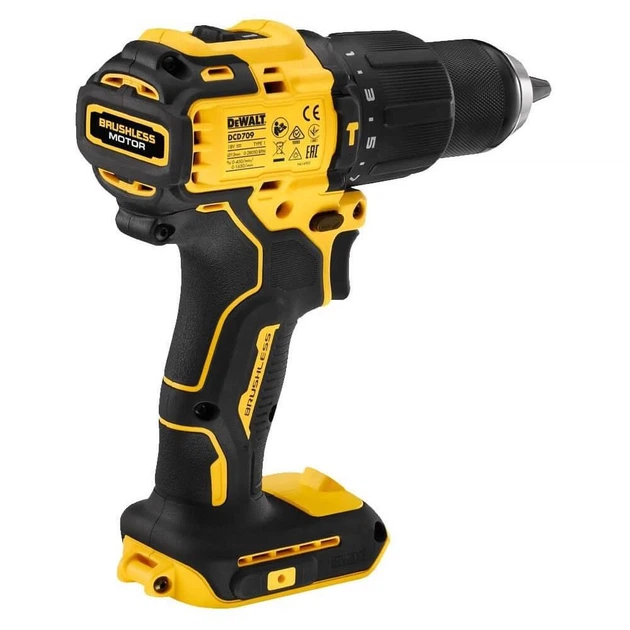 Дриль-шуруповерт DeWALT, безщітковий, ударний, 18 В XR Li-Ion, 4 Аг, 65 Нм, 450-1650 об/хв, патрон 13 мм швидкозатискний, - зображення 4