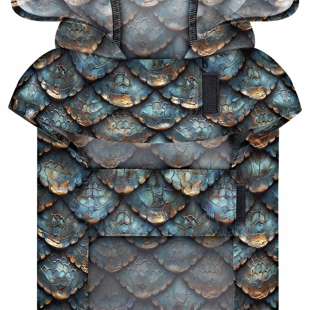Дождевик-накидка с капюшоном для собак WAUDOG Clothes, рисунок "Чешуя", размер L - изображение 2