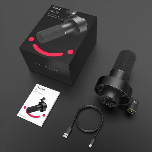 Динамический USB/XLR-микрофон FIFINE K688 для стриминга и подкастов - Фото 4 Динамический USB/XLR-микрофон FIFINE K688 для стриминга и подкастов - изображение 4