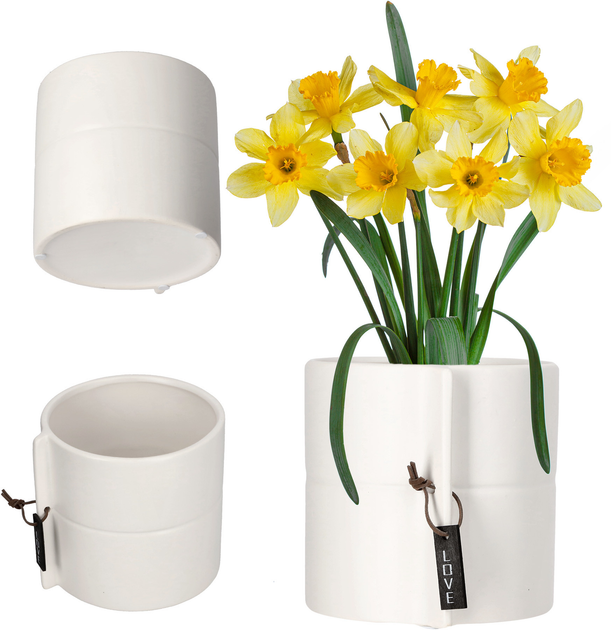 Osłonka ceramiczna na doniczkę Kadax Biała 13 cm (5903699419885) - obraz 1