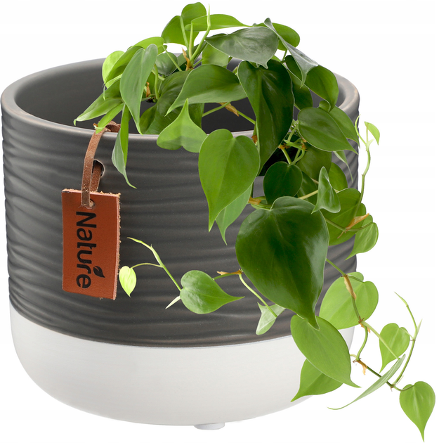 Osłonka ceramiczna na doniczkę Kadax Pokka szaro-biała 12 cm (5903699478226) - obraz 4
