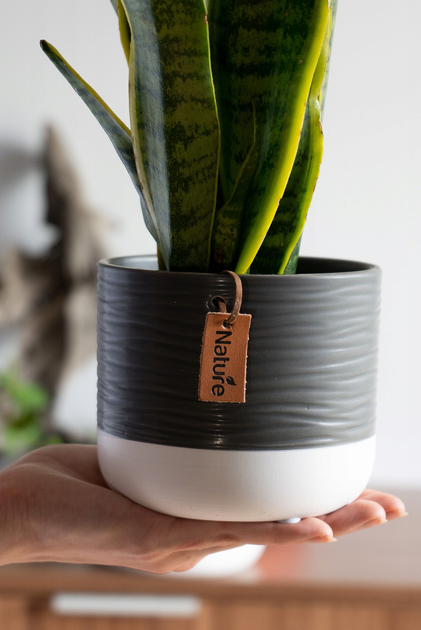 Osłonka ceramiczna na doniczkę Kadax Pokka szaro-biała 12 cm (5903699478226) - obraz 6