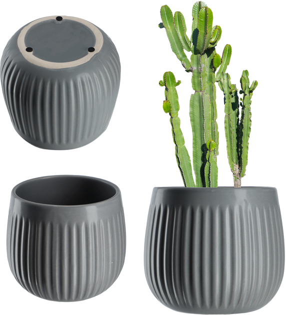 Osłonka ceramiczna na doniczkę Kadax Vario Szara 14 cm (5903699478202) - obraz 1