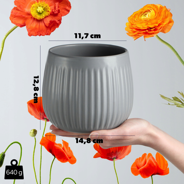 Osłonka ceramiczna na doniczkę Kadax Vario Szara 14 cm (5903699478202) - obraz 2