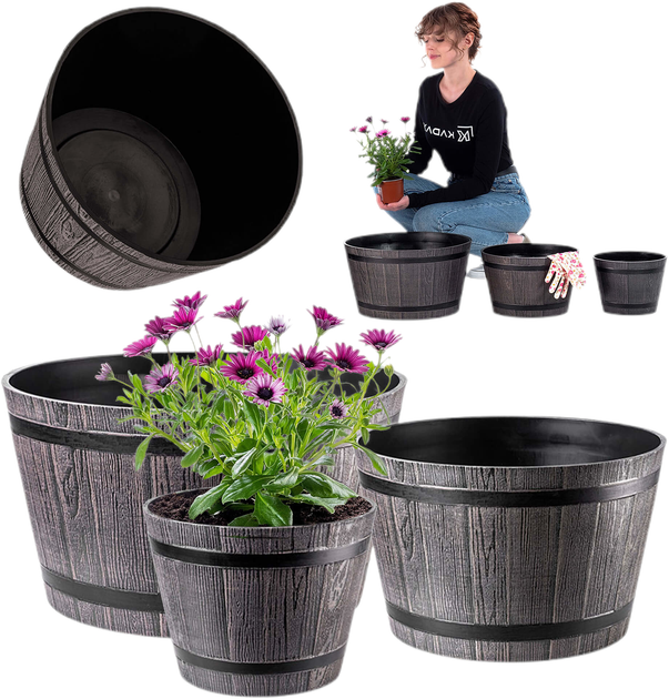 Zestaw donic ogrodowych Kadax Brązowy 23+30+40 cm 3 szt (5903699474068) - obraz 2