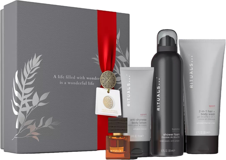 Zestaw meski Rituals Homme Woda perfumowana 15 ml + Balsam do ciala 70 ml + Szampon i zel do ciala 2w1 200 ml + Pianka pod prysznic 200 ml (8719134184 (955555912850680) - Outlet - obraz 1