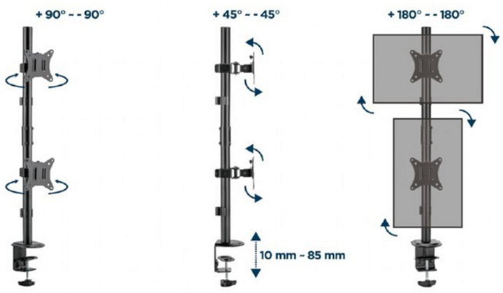 Uchwyt biurkowy Gembird MA-D2-02 (8716309127592) (955555911102182) - Outlet - obraz 7