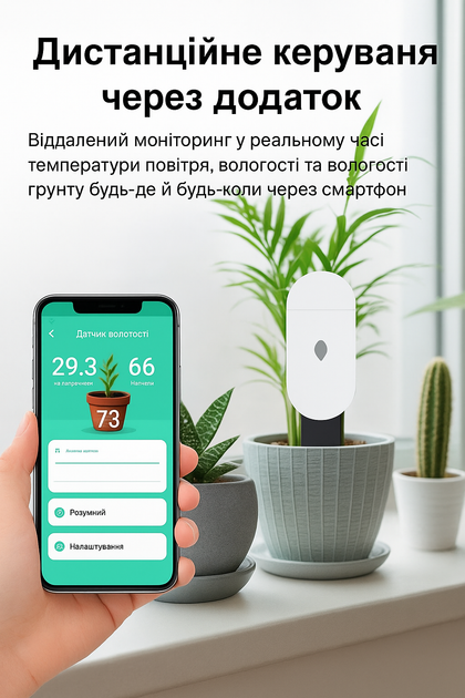 Умный датчик температуры и влажности почвы Zigbee Tuya Smart Life для полива и мониторинга растений 90186777 - изображение 4