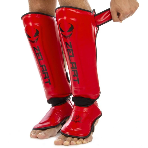 Защита для ног (голень и стопа) Zelart 1376 размер S Red-Black - изображение 2